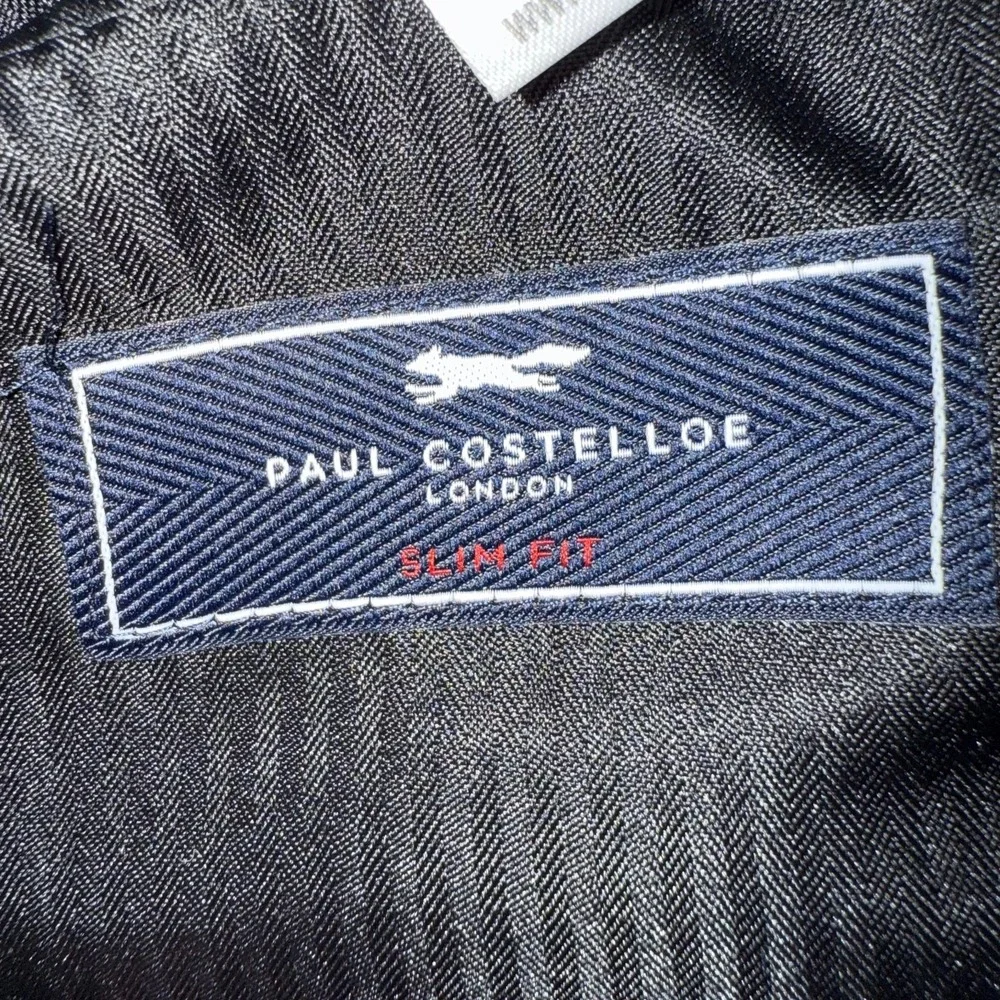 PAUL COSTELLOE Blue‎ Wool 2 Piece Suit 38 Jacket Trousers W 34